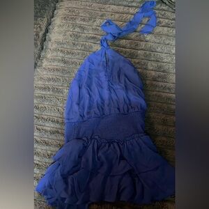 Elegant Blue Halter Dress